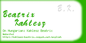 beatrix kahlesz business card